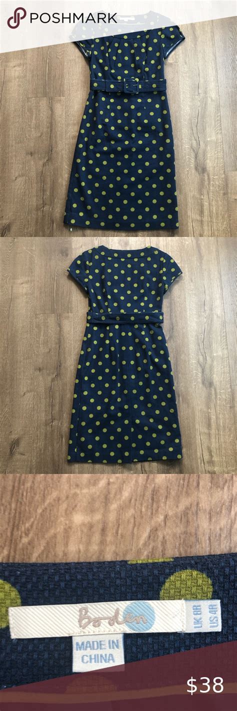 Boden Blue Green Polka Dot Short Sleeve Dress Short Sleeve Dresses