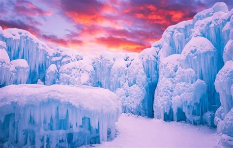 Wallpaper winter, sunset, ice, Canada, Albert, Alberta, Canada ...