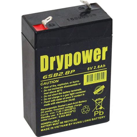 Drypower 6sb28p 6v 28ah Sealed Lead Acid Battery Replaces Cp628