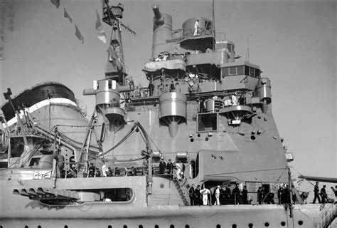 a close-up on the superstructure of IJN Takao, lead ship of her class ...