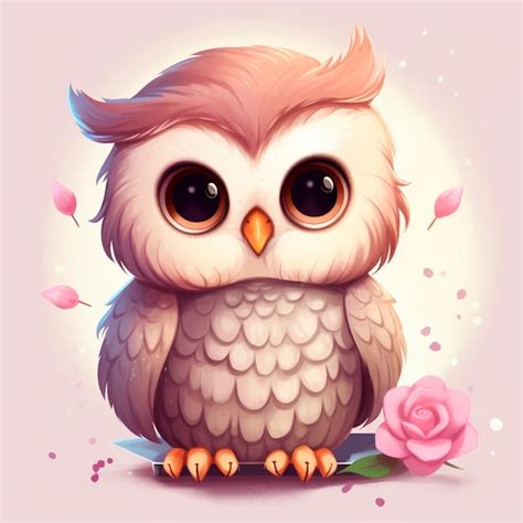 Premium Photo | Cute and adorable owl drawing pastel color