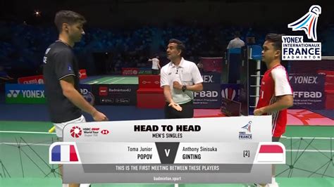 Anthony Sinisuka Ginting Vs Toma Junior Popov French Open Youtube