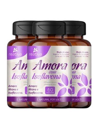 Kit 3 Amora Miúra Isoflavona 500mg Alivia os sintomas da TPM e