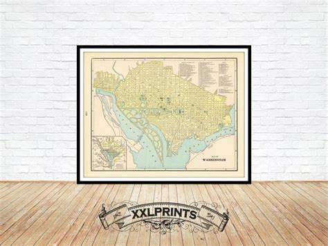 Old Map Of Washington City Plan Antique Fine Etsy