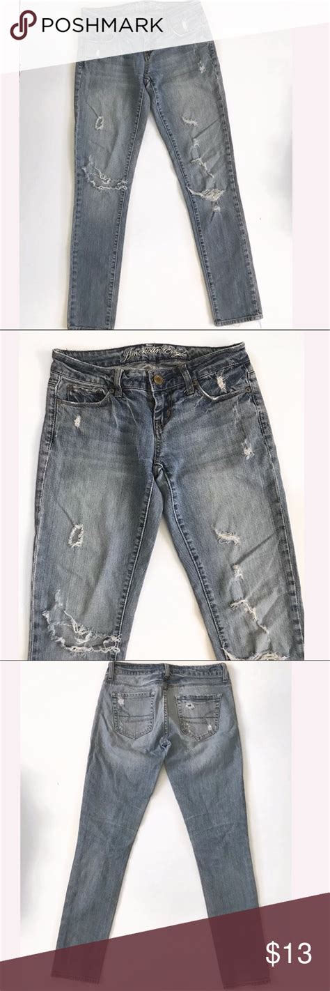 American Eagle Blue Denim Jeans Ripped Size 2 Denim Jeans Ripped