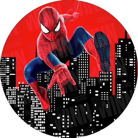 Painel Redondo 1 5x1 5m Homem Aranha Spider Man Prédio Noite