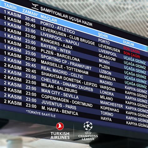 Türk Hava Yolları on Twitter UEFA Şampiyonlar Ligi nde Matchday 6