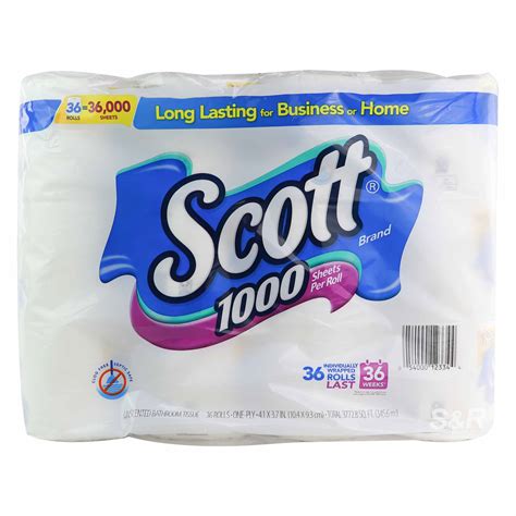 Scott 1000 Sheets Per Roll Unscented Bathroom Tissue 36 Rolls