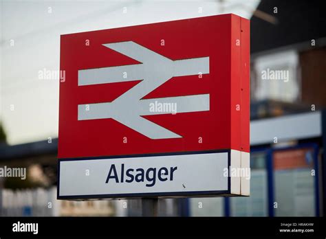 Alsager railway station BR sign Double Arrow logo in East Cheshire ...