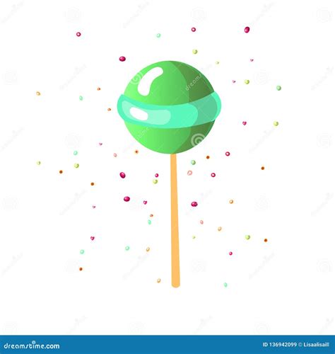 Cute Cartoon Sweet Lollipop Icon Cute Colored Cartoon Lolly Icon Round