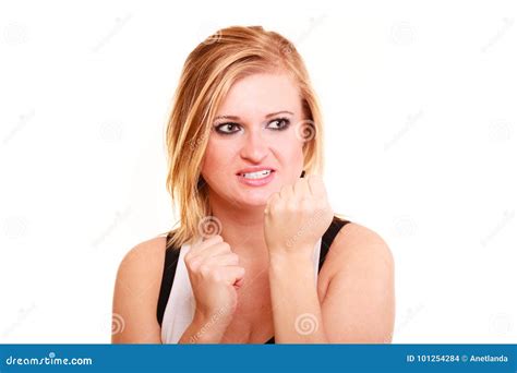 Very Angry Blonde Woman Isolated Stock Photo Image Of Expression Clenched