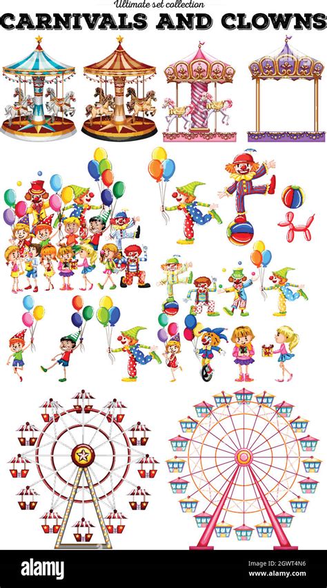 Carnivals Objects And Clowns Stock Vector Image Art Alamy