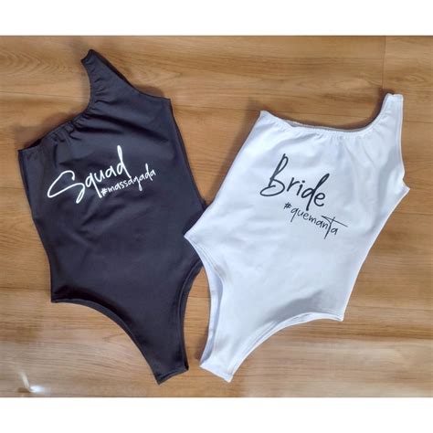 Maiô Body Despedida de Solteira Noiva Bride Chá de Lingerie Bride Squad Shopee Brasil