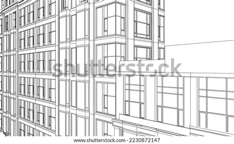 Residential Apartment Building Perspective 3d Drawing Stock Vector (Royalty Free) 2230872147 ...