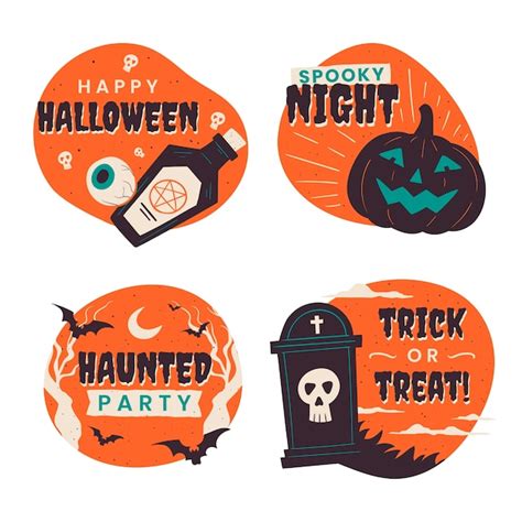 Colecci N De Etiquetas Vintage De Halloween Dibujadas A Mano Vector