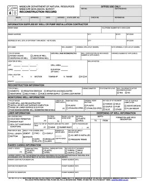 Fillable Online Dnr Mo Reconstruction Record Form Mo