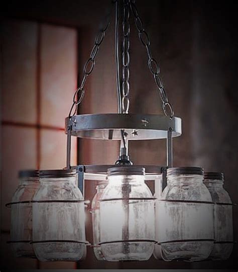 Rustic Mason Jar Hanging Chandelier Light By Shaypaulboutique