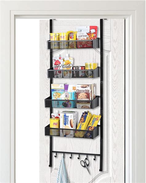 5 Tier Over The Door Pantry Organizer With Baskets Hooks Black In