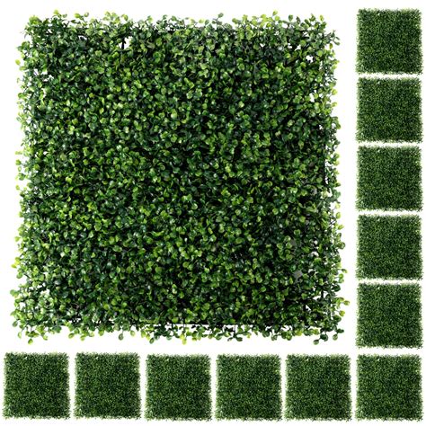 Artificial Boxwood Panels Grass Wall Backyard Decor Plastic 20” X 20” 12 Pack Green