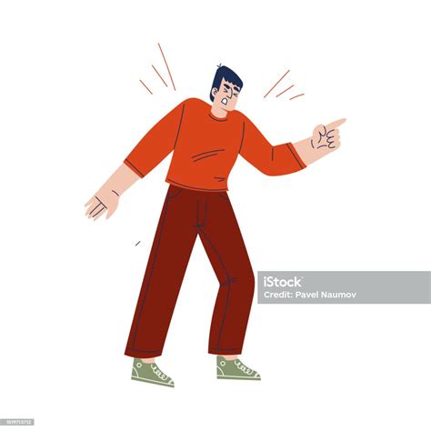 Angry Man Arguing Having Conflict With Somebody Vector Illustration