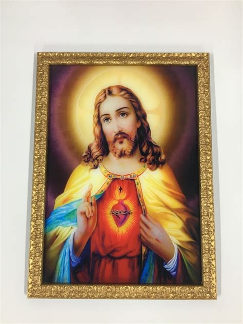 Jesus Christ Sacred Heart Framed Wallframes 18x13 Etsy