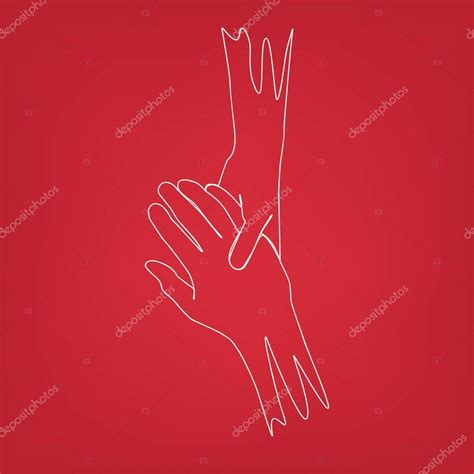 Dibujo De Una Línea Mano Femenina Y Masculina Cogidas De La Mano Imagen Romántica Minimalismo