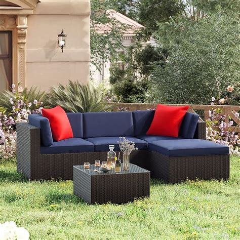 Amazon Greesum Patio Furniture Sets 5 Piece Outdoor Wicker Rattan