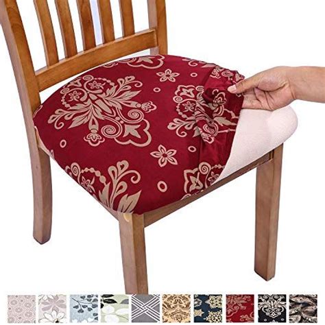 Comqualife Stretch Printed Dining Chair Seat Covers Removable Washable