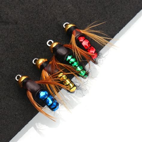 1 6PCS Bead Head Fast Sinking Nymph Scud Fly Bug Worm Trout Fishing