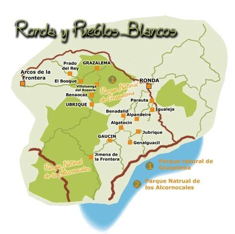 Mapa De Ronda Y Pueblos Blancos Cadiz En 2019 Mapas Grazalema Y Viajes