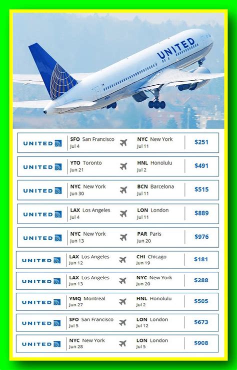 United Airlines Flight Schedule PDF