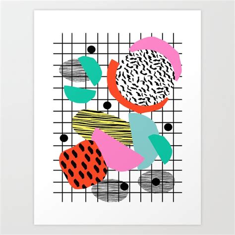 Posse 1980s Style Throwback Retro Neon Grid Pattern Shapes 80s