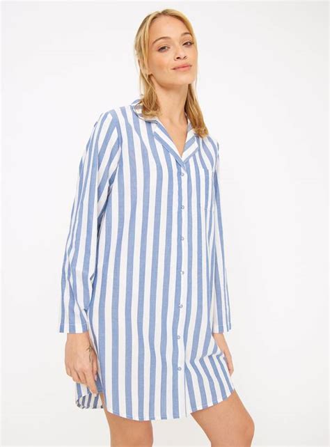 Buy Blue Stripe Long Sleeve Night Shirt 20 Nightdresses Argos