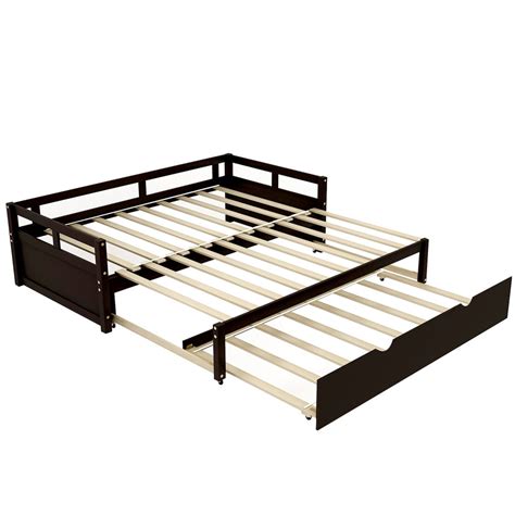 Daybed Extendable Bed Frame with Trundle Twin King Size Wooden Bedroom ...