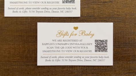 Baby Shower Gift Registry Cards With Qr Code For Amazon