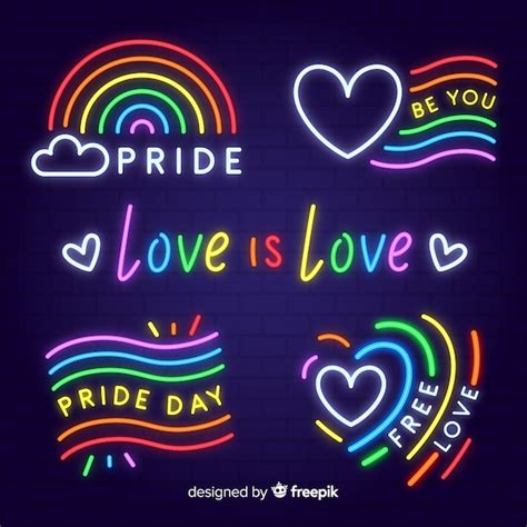 Free Vector Pride Day Neon Sign Collection