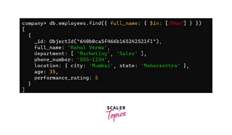 In Operator In Mongodb Scaler Topics