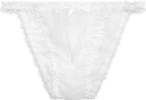 Satini Women S Sheer Frilly Sissy Tanga Knickers Briefs Bikini Panties White ShopStyle