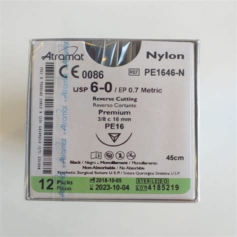 Sutura Atramat Nylon 6 0 Aguja 3 8 Reverso 45cm Premium