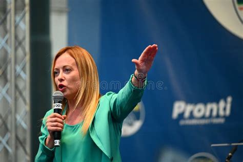 Giorgia Meloni Leader Of Fratelli D Italia Party During Electoral Rally