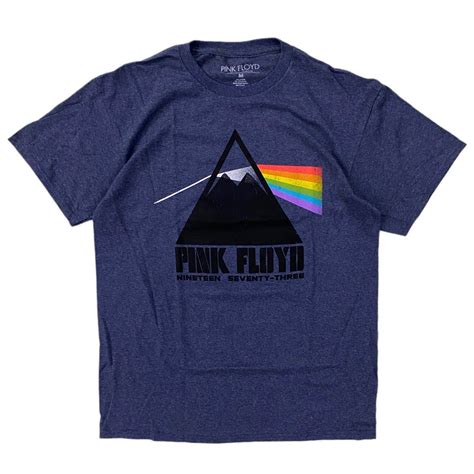 Pink Floyd Pink Floyd Mens 973 Rainbow Prism T Shirt In Heather Blue