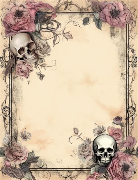 Premium Ai Image There Is A Skull And A Rose Border With A Skull On