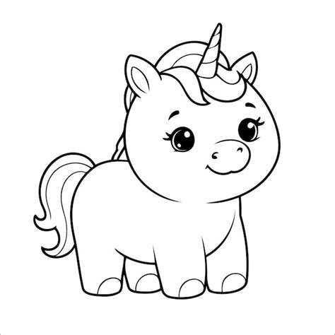 Coloriage Licorne Dessin Pour Les Tout Petits Vecteur Premium