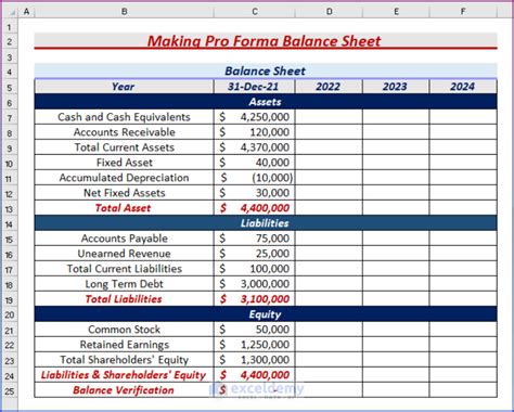 How To Make A Pro Forma Balance Sheet In Excel ExcelDemy