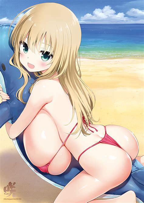 Kobayashi Ritz Oohoshi Awai Saki Manga Highres Non Web Source Girl Ass Beach Bikini
