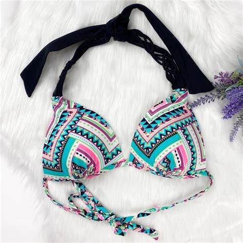 Hula Honey Swim Hula Honey Multicolor Aztec Print Pushup Bikini Top