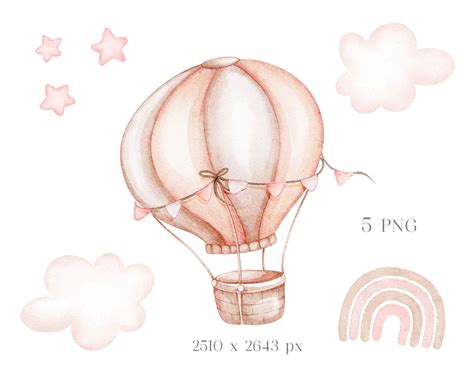 Watercolor Hot Air Balloon Clipart It S A Girl It S A Boy Nursery Wall Decor Baby Wall Decor