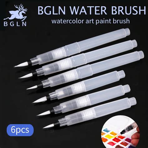 Bgln 6Pcs/set Large Capacity Water Brush Soft Watercolor Art Paint Brush Nylon Hair Painting ...