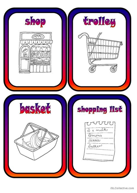 Shopping vocabulary flashcards an…: English ESL worksheets pdf & doc