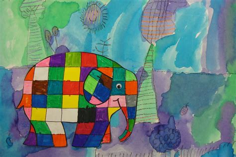 Miss Ms Art Room 1st Grade Elmer The Elephant Collage